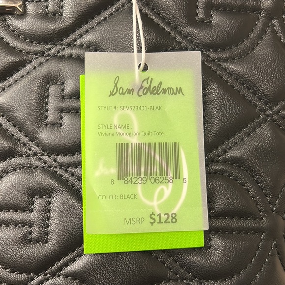 NWT Sam Edelman Black Viviana Monogram Quilt Tote BRAND NEW - Picture 8 of 14